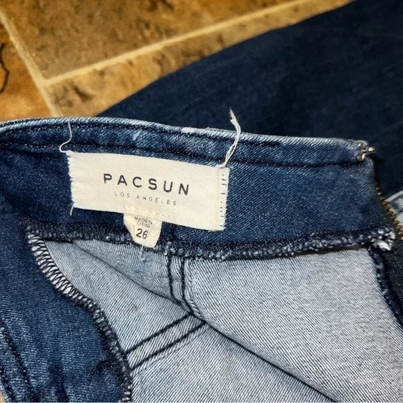 PacSun Blue Color Block Denim Mini Skirt Size 26 - Picture 2 of 5